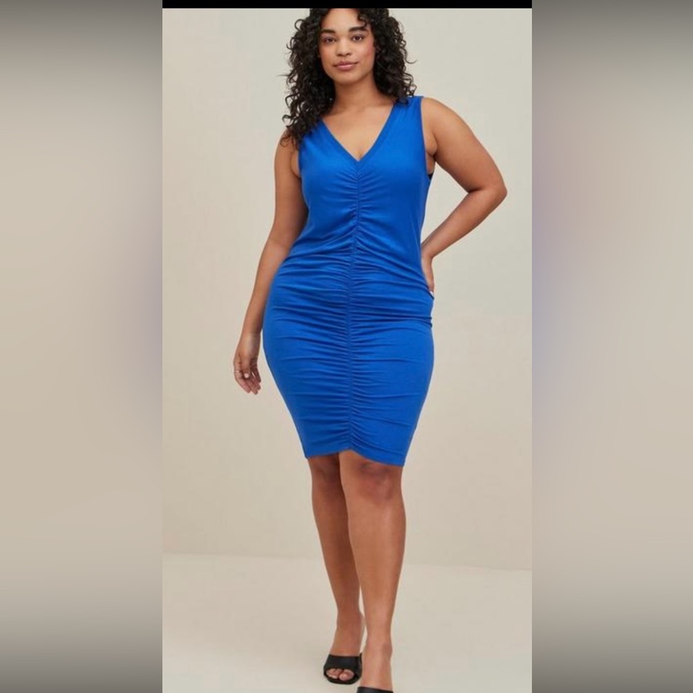 Torrid Blue V neck Midi Dress Size 2